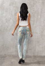 CBW-0445 Jeans skinny denim femme coupe droite avec coutures épaisses