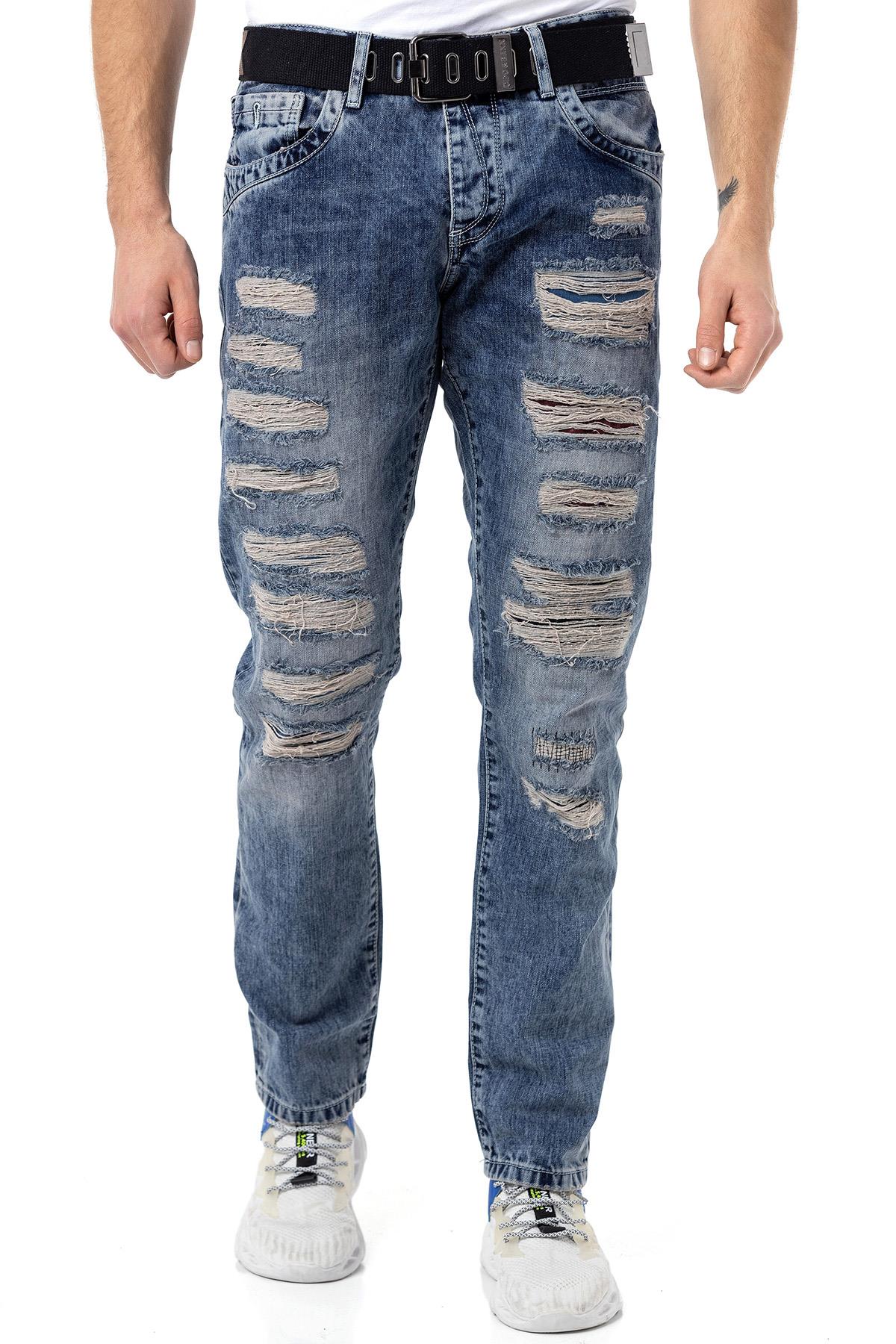 CD131 men's comfortable jeans with riped details in Straight-Fit