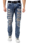 CD131 men's comfortable jeans with riped details in Straight-Fit