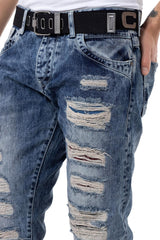 CD131 men's comfortable jeans with riped details in Straight-Fit