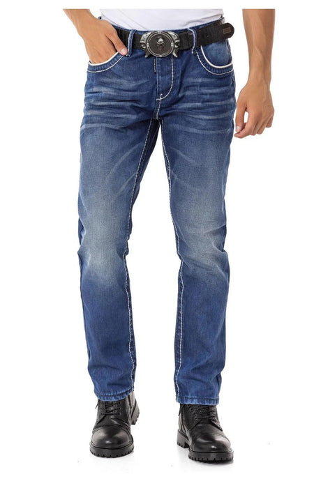 CD148 Jeans comodi da Uomo con cuciture a contrasto Straight-Fit