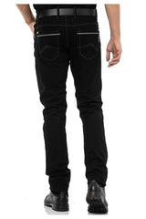 CD148 Men's Comfortable Jeans with contrast Stitching in Straight Fit