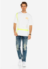 CD149 Herren bequeme Jeans im coolen Used-Look Straight Fit