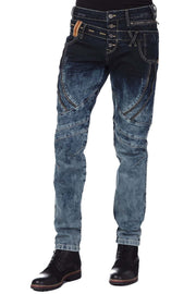 CD244A Jeans confortable pour hommes avec double ceinture stylée