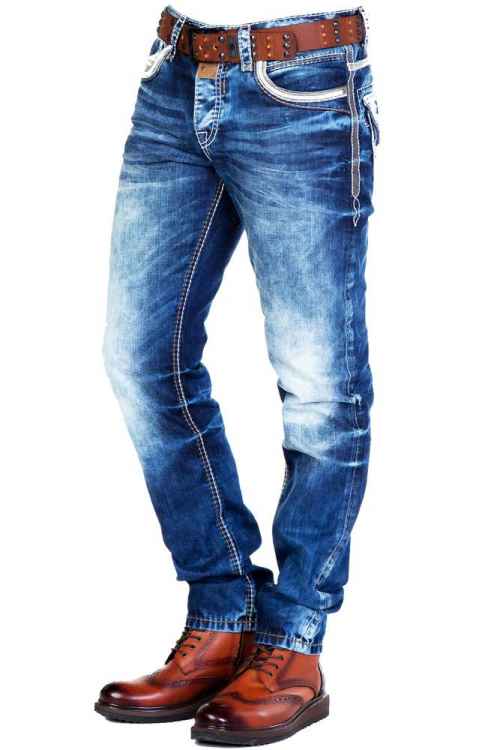 CD287 men's comfortable jeans with washes in straight fit