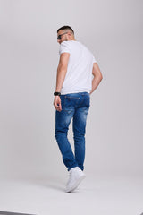 CD319B Men's comfortable jeans with a casual wash in regular fit