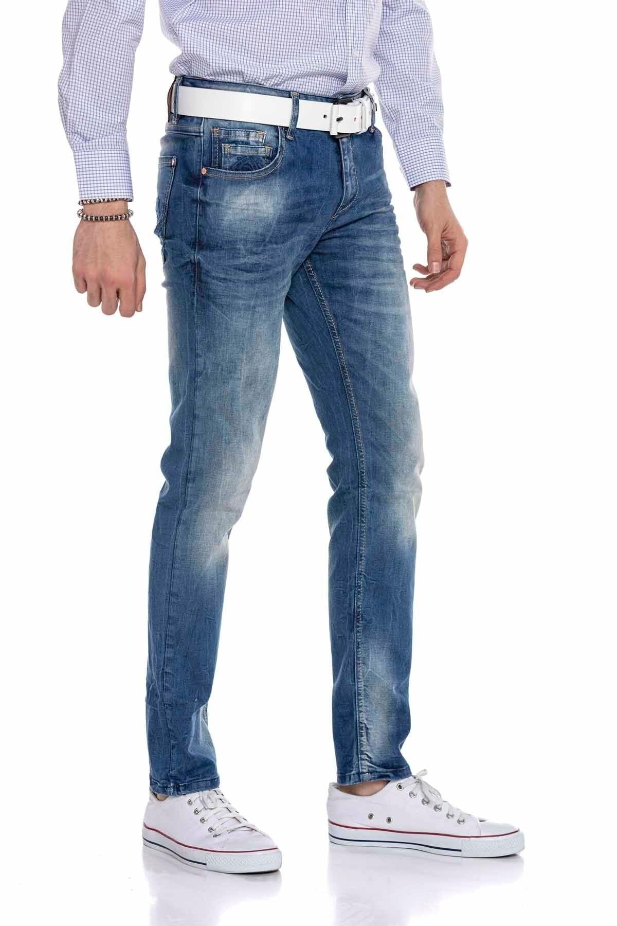 CD319B jeansy proste slim fit klasycznie sprane