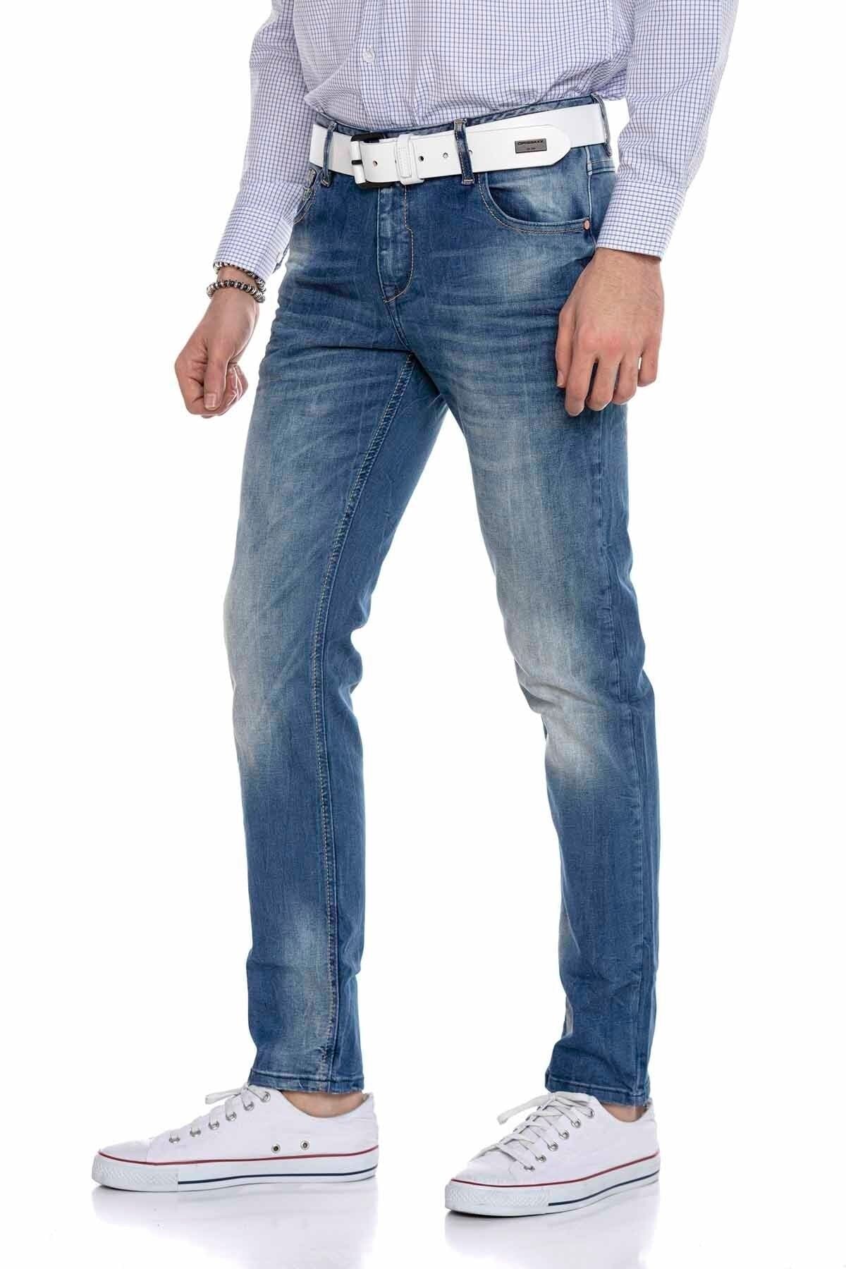 CD319B Comfortabele Heren Jeans met een casual Washing in Slim Fit