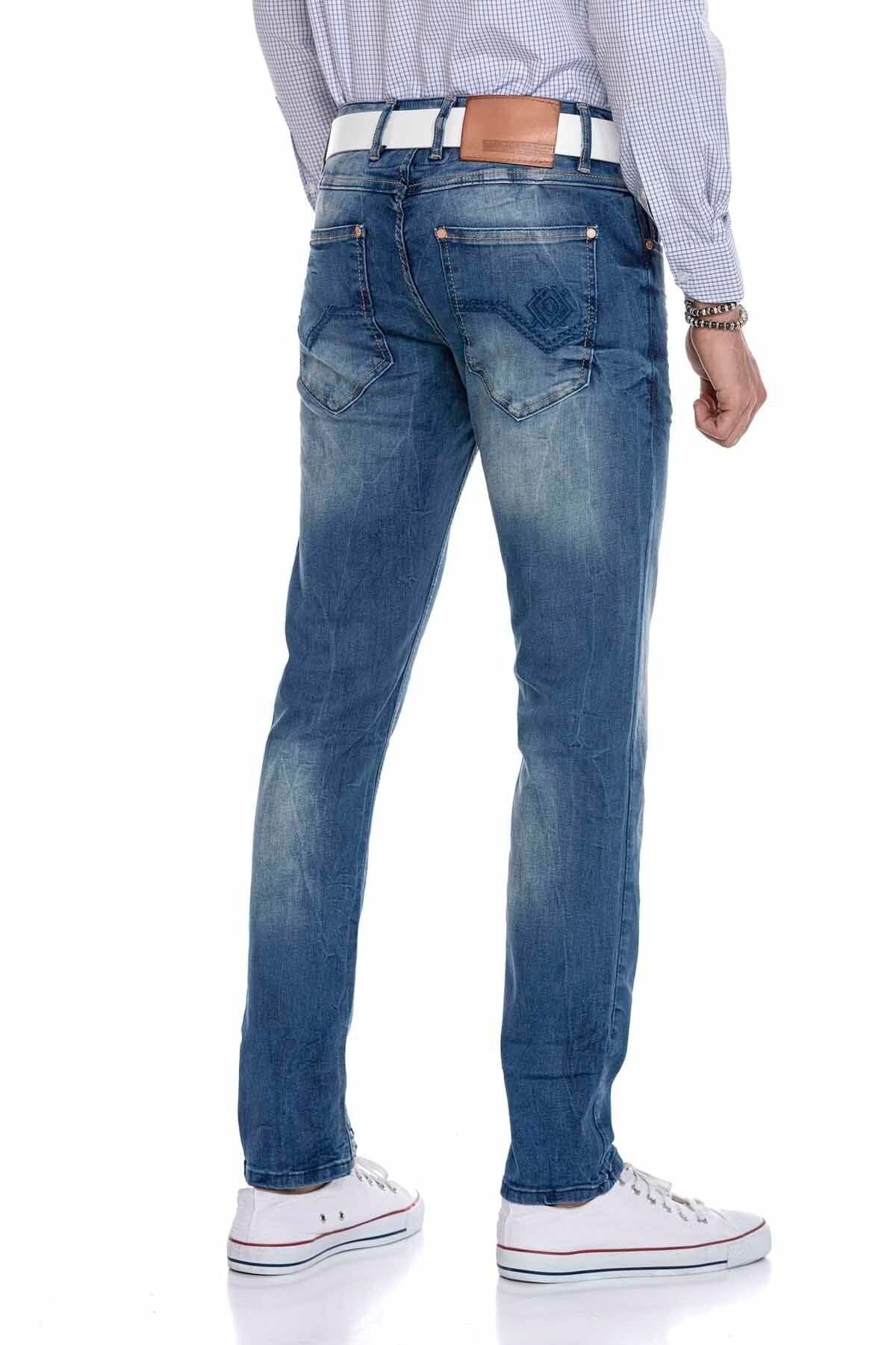 CD319B jeansy proste slim fit klasycznie sprane