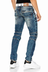 CD391 men's comfortable jeans with contrast seams and side pockets