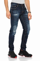 CD392 Heren Slim-Fit-Jeans in Used Look