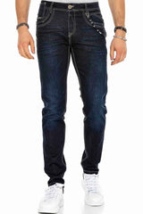 CD395 men's comfortable jeans with stylish contrast stitching in Straight Fit