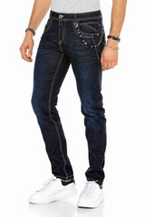 CD395 men's comfortable jeans with stylish contrast stitching in Straight Fit