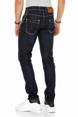 CD395 men's comfortable jeans with stylish contrast stitching in Straight Fit