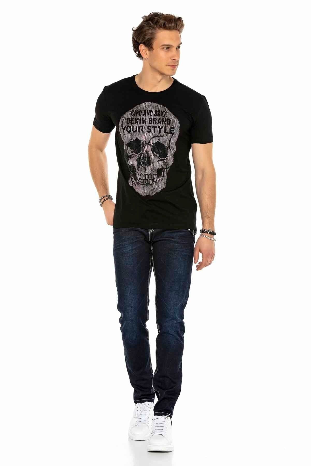 CD395 men's comfortable jeans with stylish contrast stitching in Straight Fit