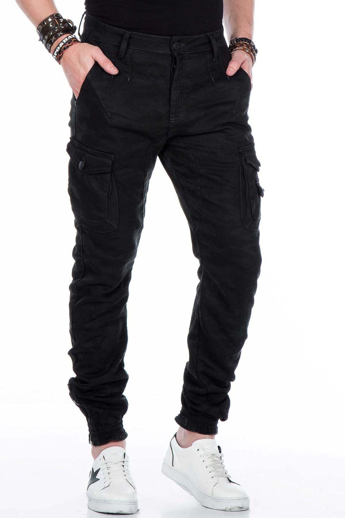 CD422 men jeans cargo pants with an elastic hem