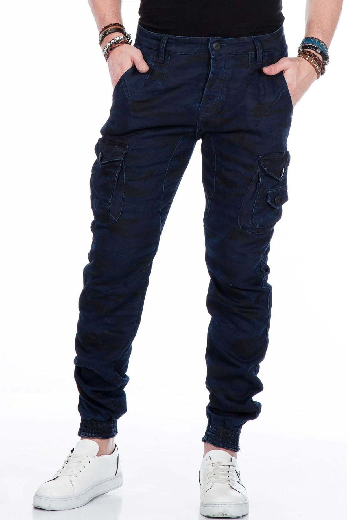 CD422 men jeans cargo pants with an elastic hem