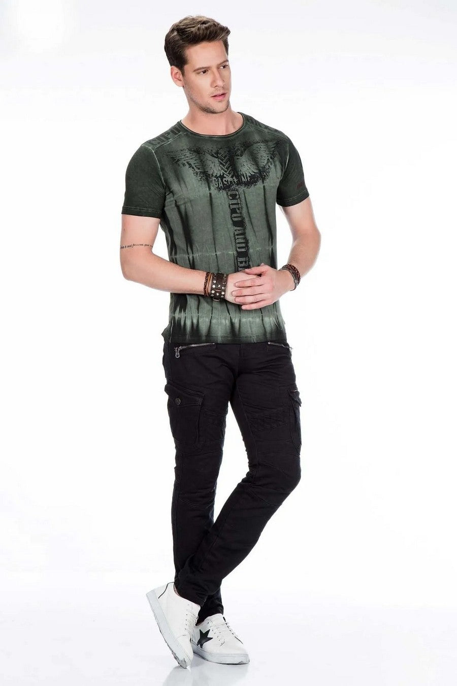 CD424 Men's Cargo Pants in trendy Biker Style