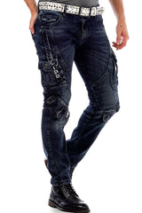 CD440 Jeans slim pour hommes avec boucles de fermeture en coupe droite