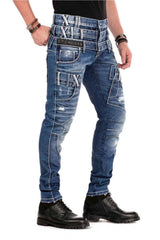 CD466 Skinny Men's Jeans with Triple Waistband in a Straight Fit