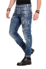 CD466 Skinny Men's Jeans with Triple Waistband in a Straight Fit