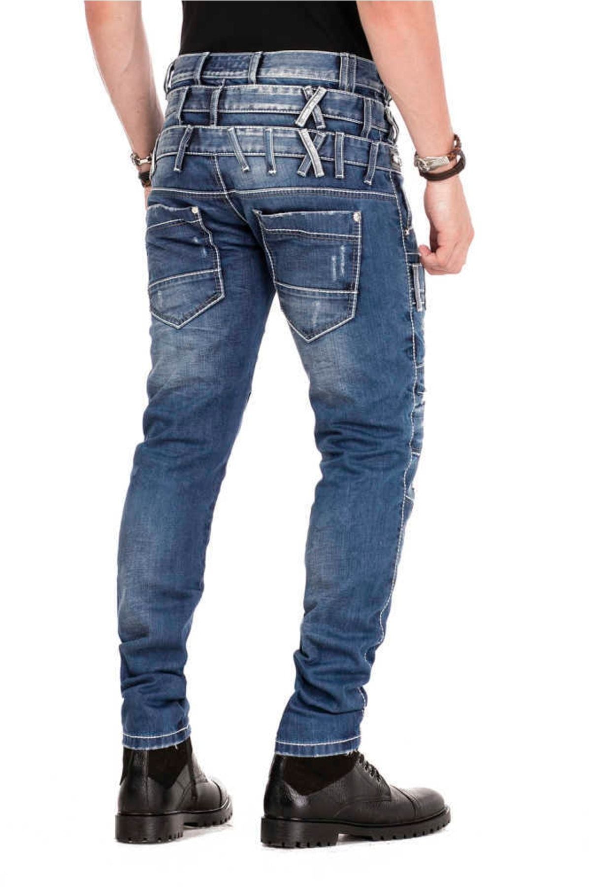 CD466 Skinny Men's Jeans with Triple Waistband in a Straight Fit