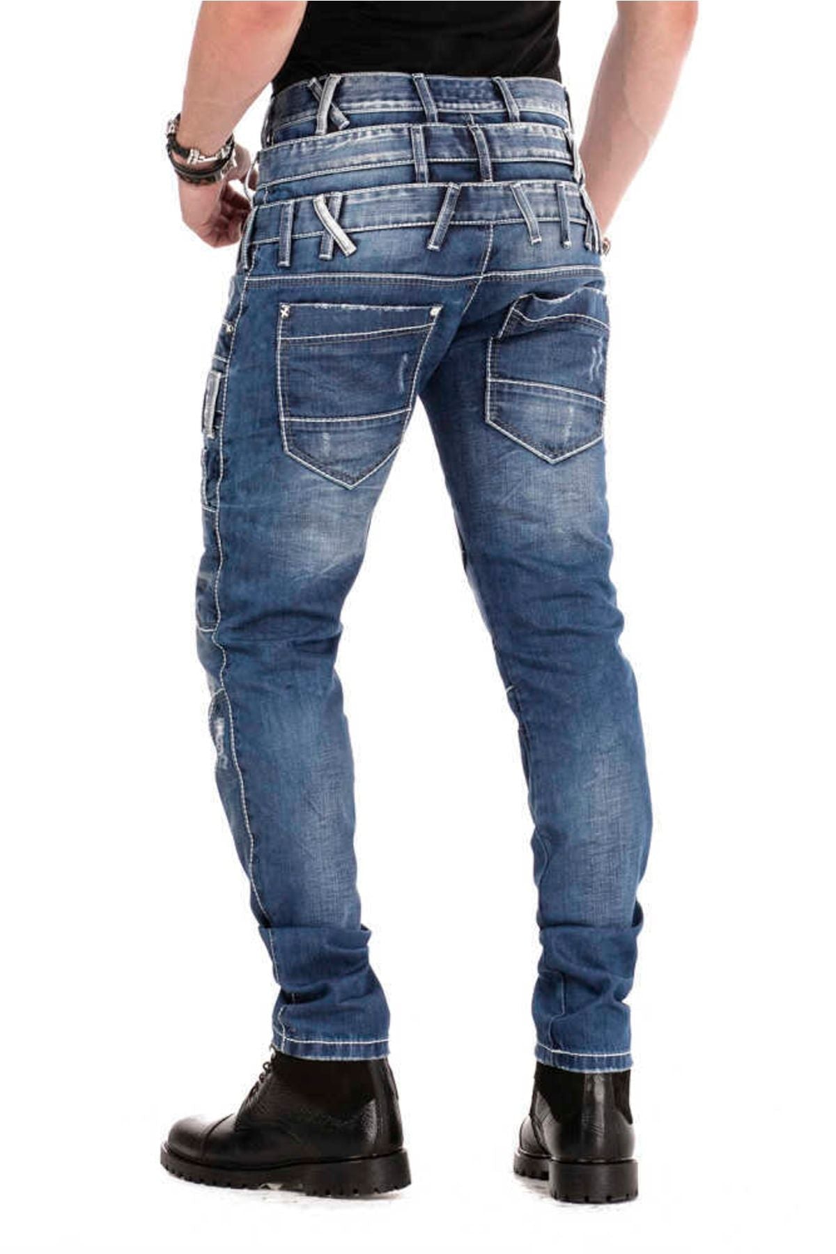 CD466 Skinny Men's Jeans with Triple Waistband in a Straight Fit