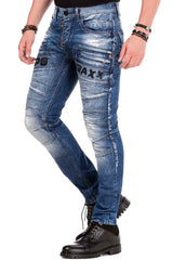 CD491 Men's slim fit jeans with decorative zipper