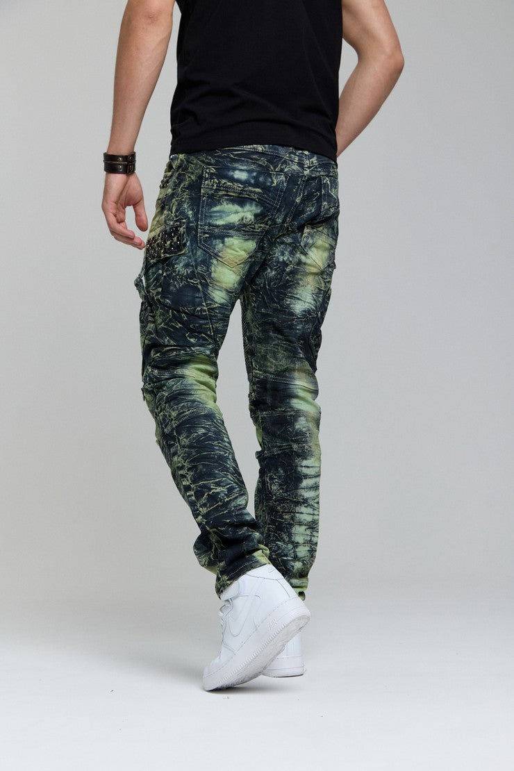 CD494 Herren bequeme Jeans mit Edelstein Taschen in Regular Fit