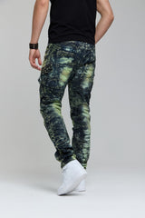 CD494 Herren bequeme Jeans mit Edelstein Taschen in Regular Fit