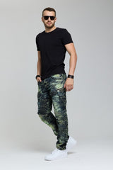 CD494 Herren bequeme Jeans mit Edelstein Taschen in Regular Fit