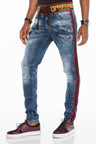 CD504 Herren bequeme Jeans mit Kordelbund in Slim Fit