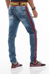 CD504 Herren bequeme Jeans mit Kordelbund in Slim Fit