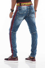 CD504 Herren bequeme Jeans mit Kordelbund in Slim Fit