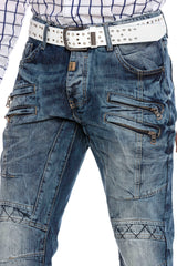 CD510 men's comfortable jeans with striking stitching