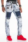 CD529 Men's tube jeans with extravagant washing in straight fit