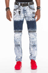 CD529 Men's tube jeans with extravagant washing in straight fit