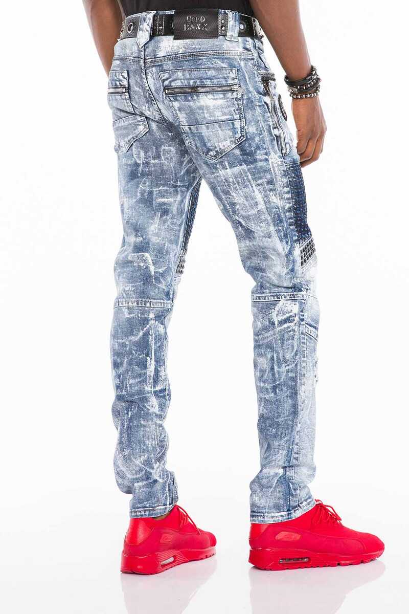 CD529 Men's tube jeans with extravagant washing in straight fit