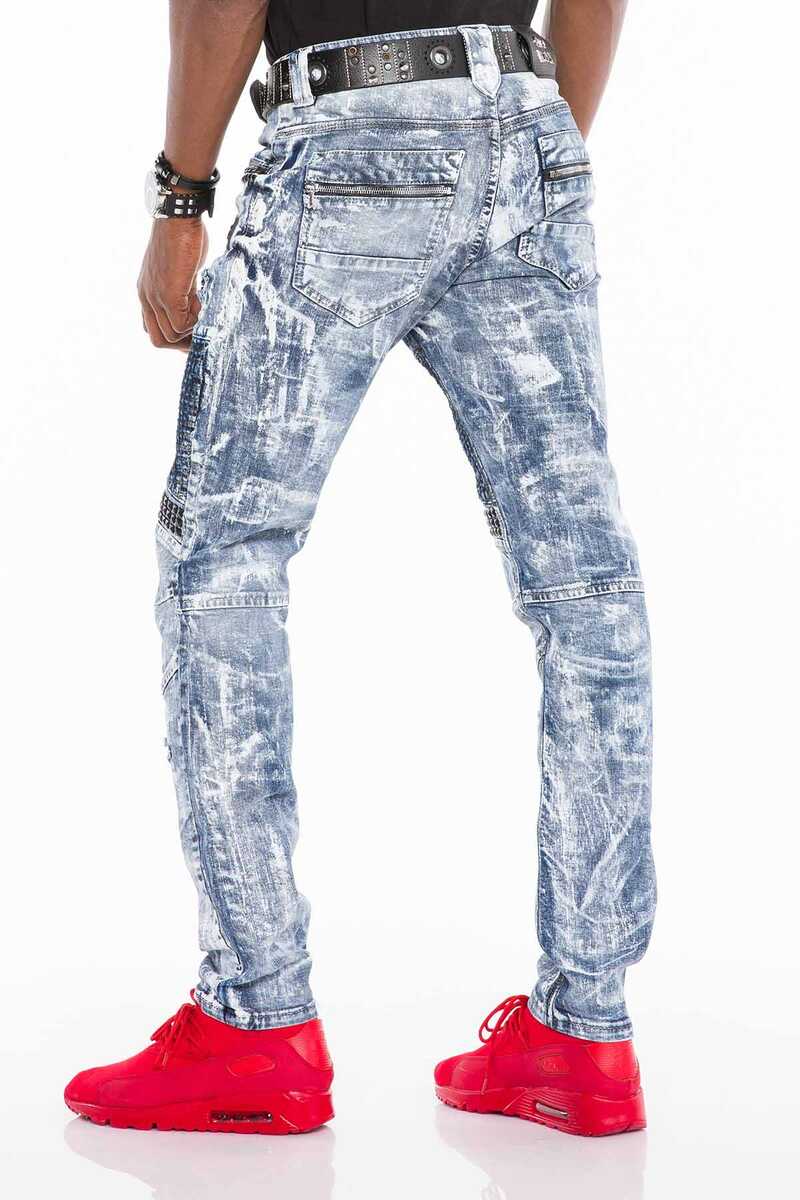 CD529 Men's tube jeans with extravagant washing in straight fit