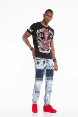 CD529 Men's tube jeans with extravagant washing in straight fit