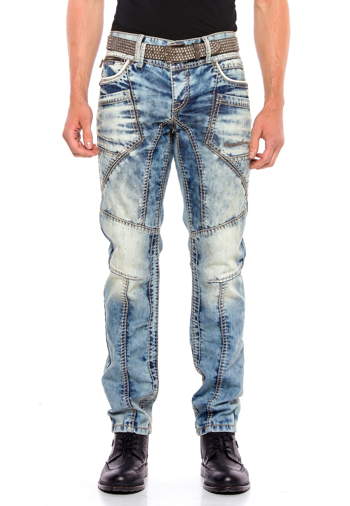 CD535 Jeans confortables pour hommes avec coutures décoratives modernes