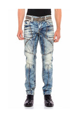 CD535 men's comfortable jeans with modern decorative stitching