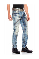 CD535 men's comfortable jeans with modern decorative stitching