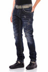 CD539 Men's comfortable jeans with casual destroyed elements