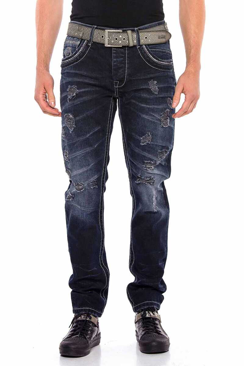 CD539 Men's comfortable jeans with casual destroyed elements