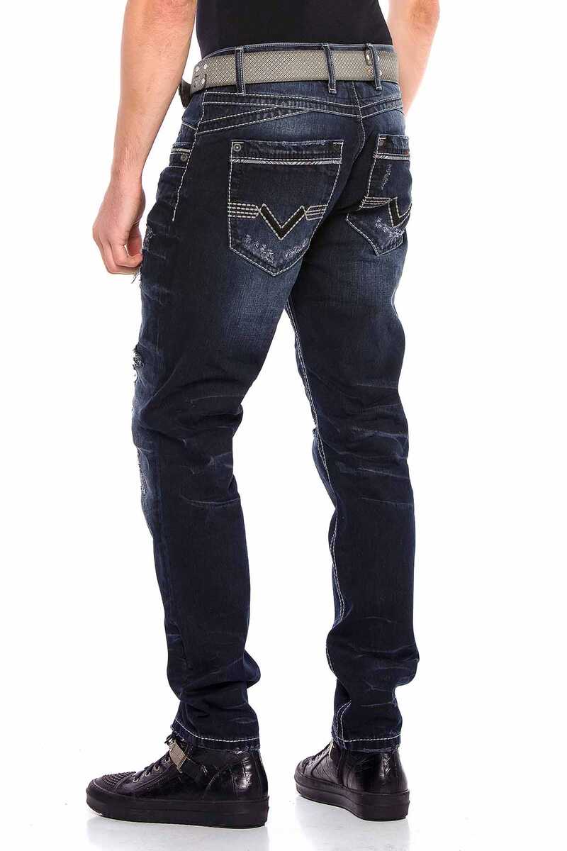 CD539 Men's comfortable jeans with casual destroyed elements