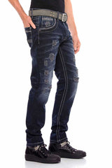 CD539 Men's comfortable jeans with casual destroyed elements