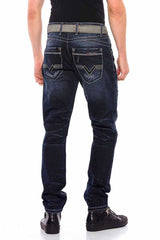 CD539 Men's comfortable jeans with casual destroyed elements