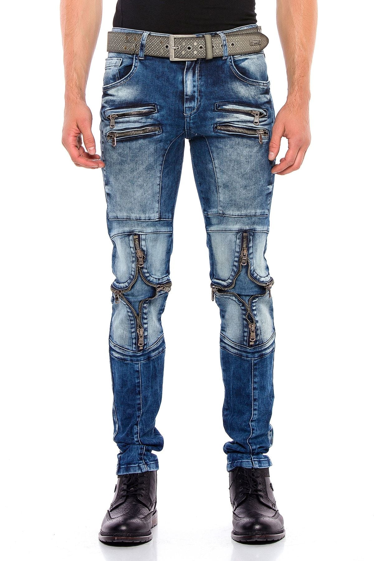 CD551 men's comfortable jeans with fashionable details in Straight Fit