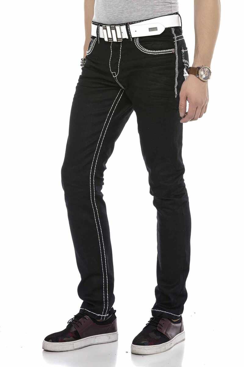 CD553 Herren bequeme Jeans mit farblich abgehobenen Nähten